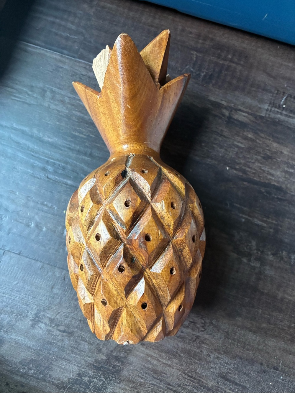 Hand-Carved Pineapple Accent - Warm Brown Wood